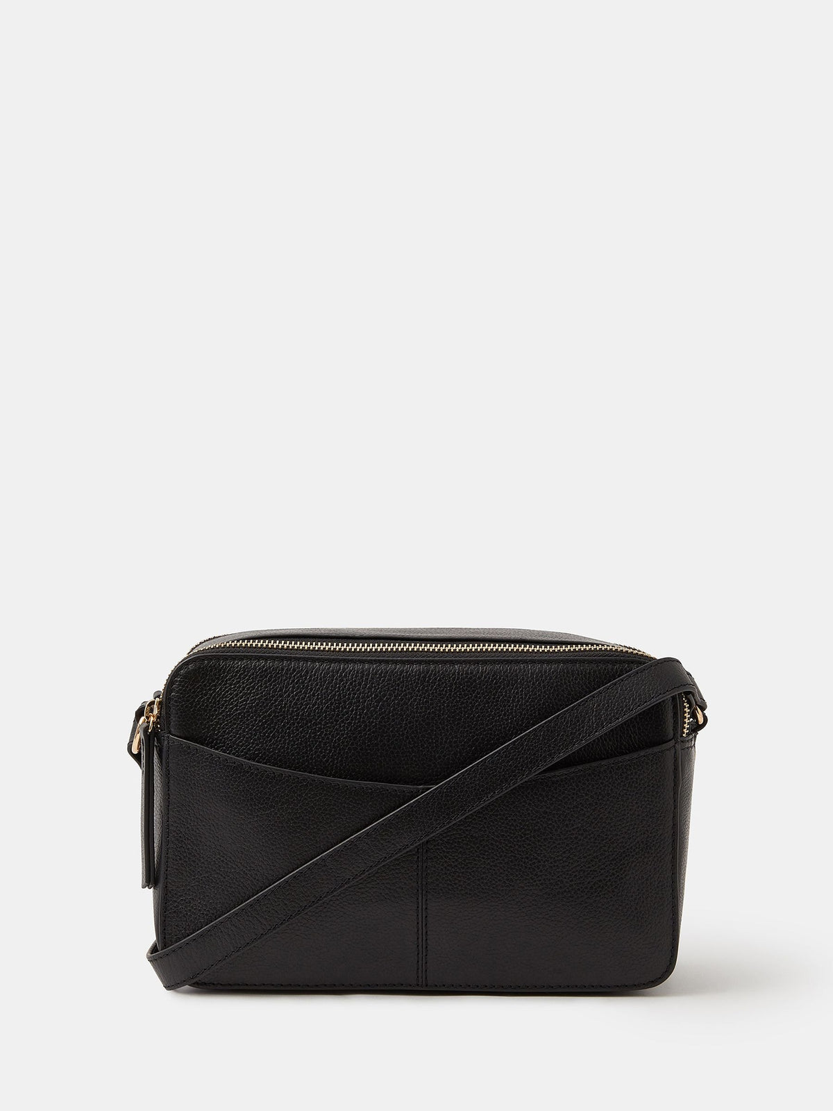 Accessorize black leather double zip camera bag, UK version