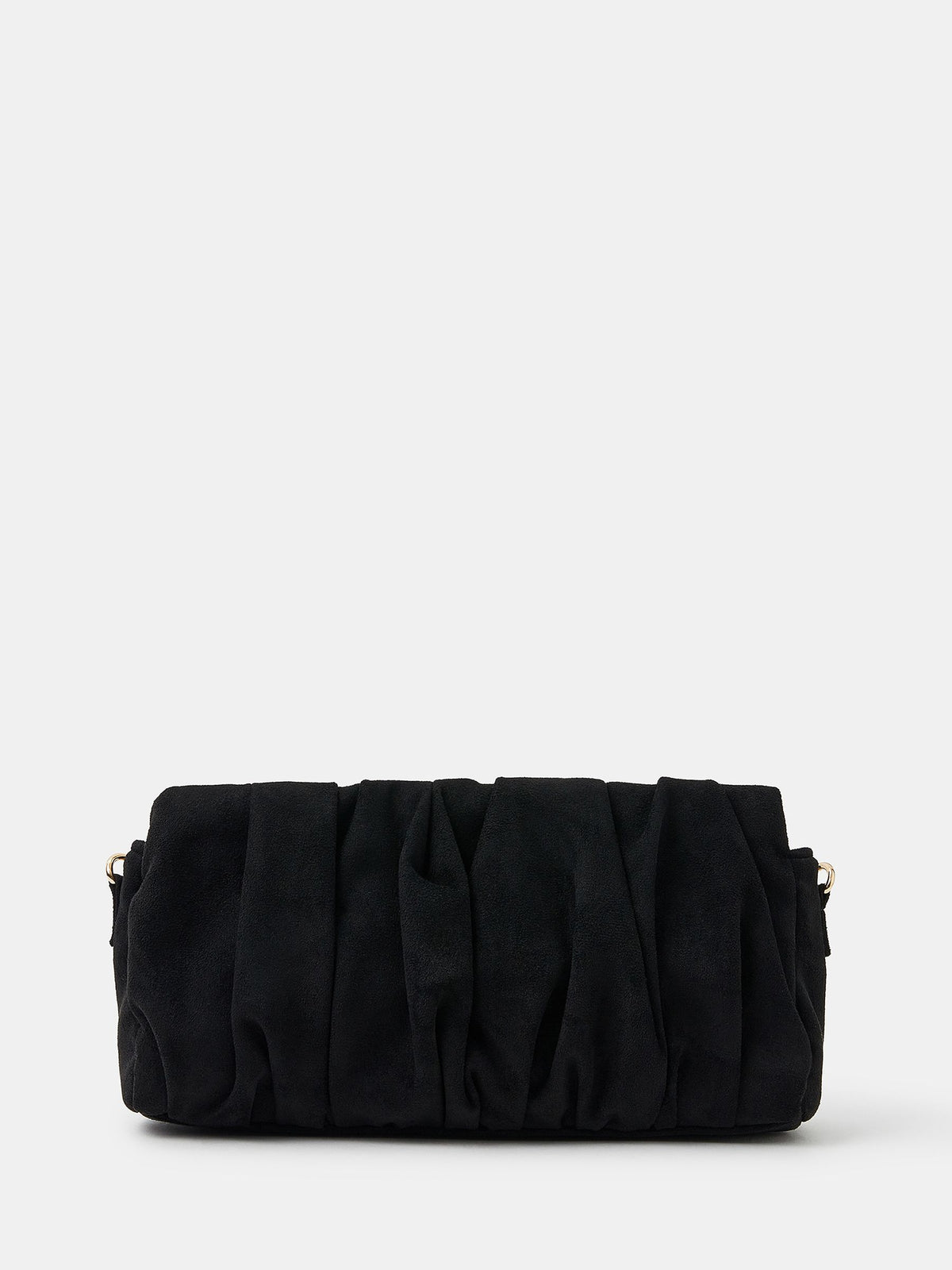 Accessorize black suedette ruched clutch bag, imported from the UK
