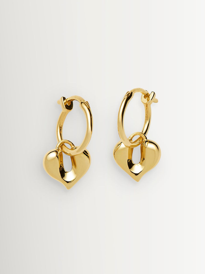 Missoma gold tone molten heart charm hoop earrings - British product