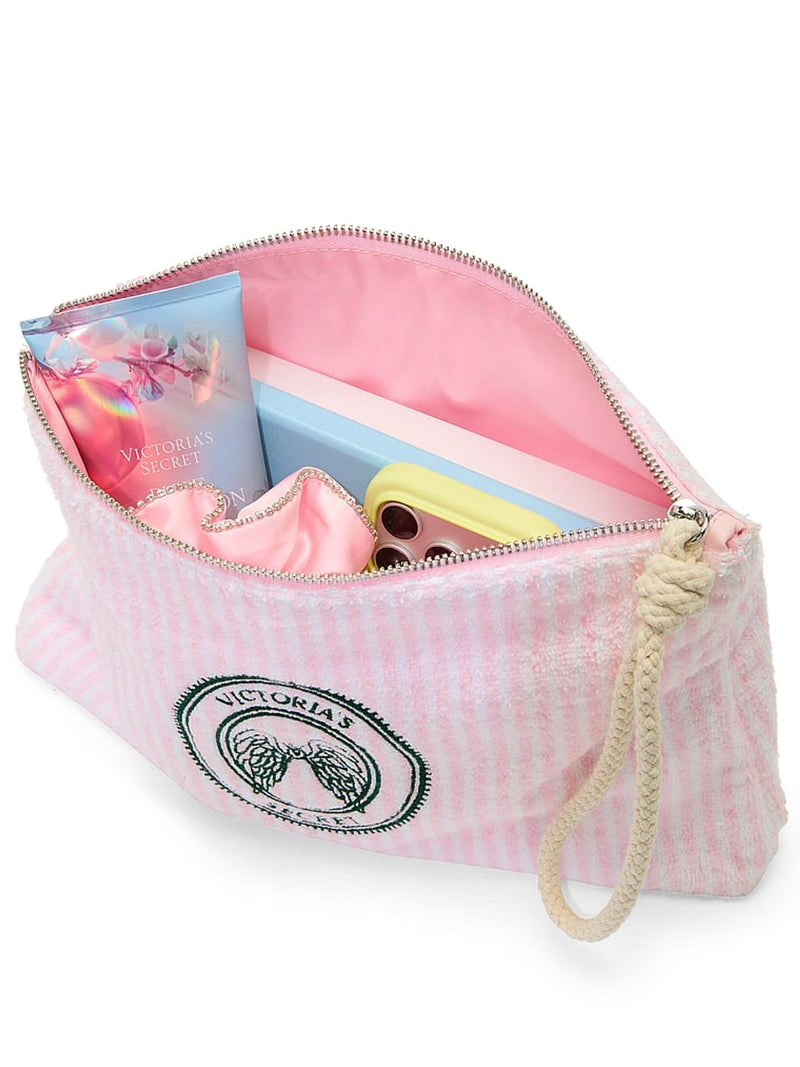 Victoria's Secret Pink Iconic Stripe Terry large zip pouch (British brand)