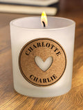 PMC personalised heart cork label candle jar 7.5cm (British brand)