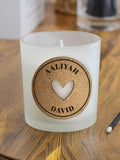 PMC personalised heart cork label candle jar 7.5cm (British brand)