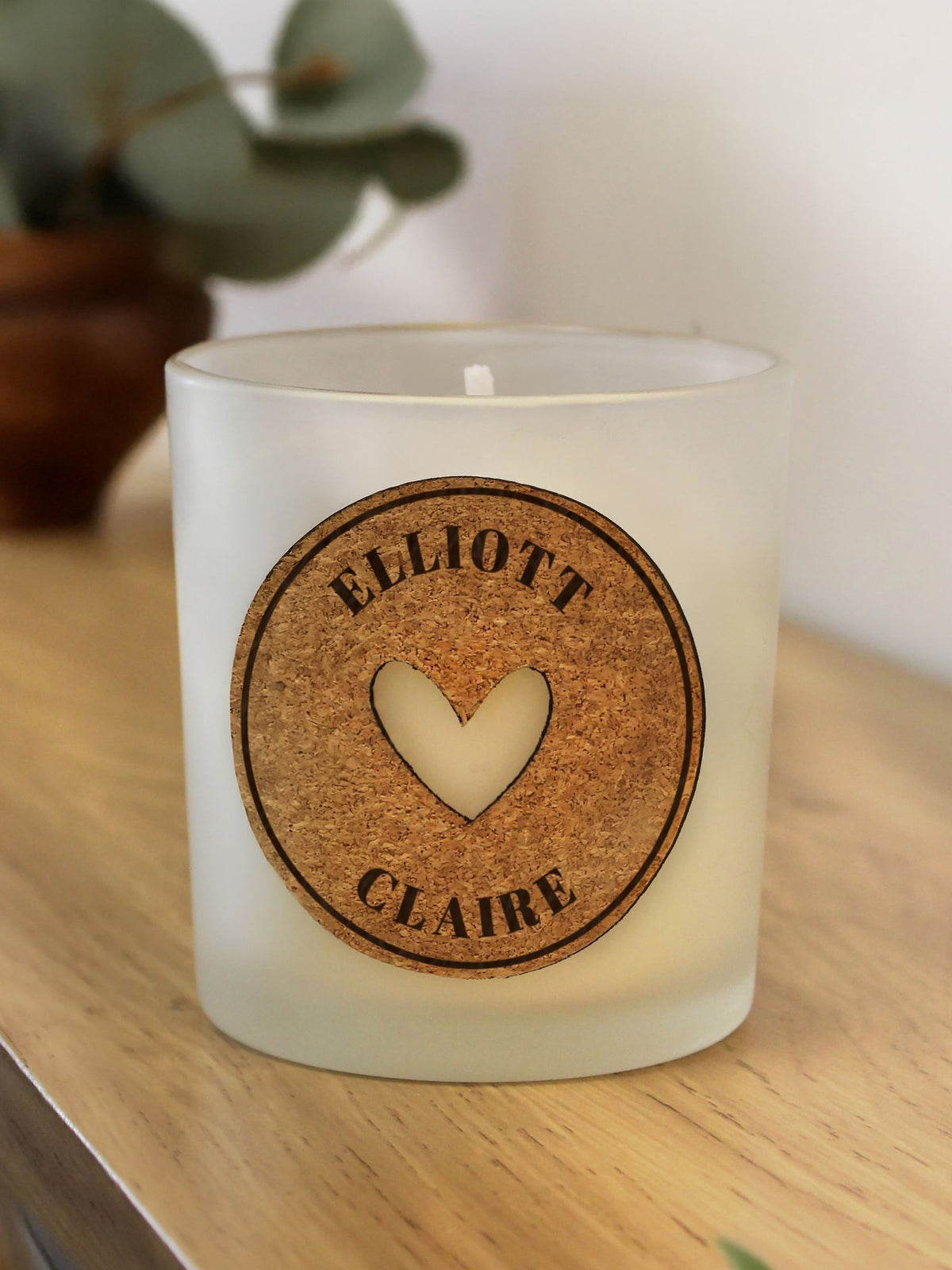 PMC personalised heart cork label candle jar 7.5cm (British brand)