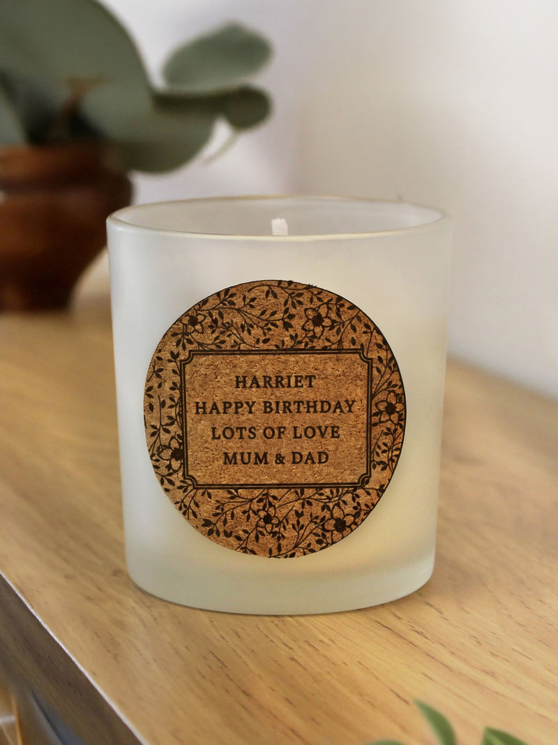 PMC personalised cork label scented candle 7.5cm, imported from the UK