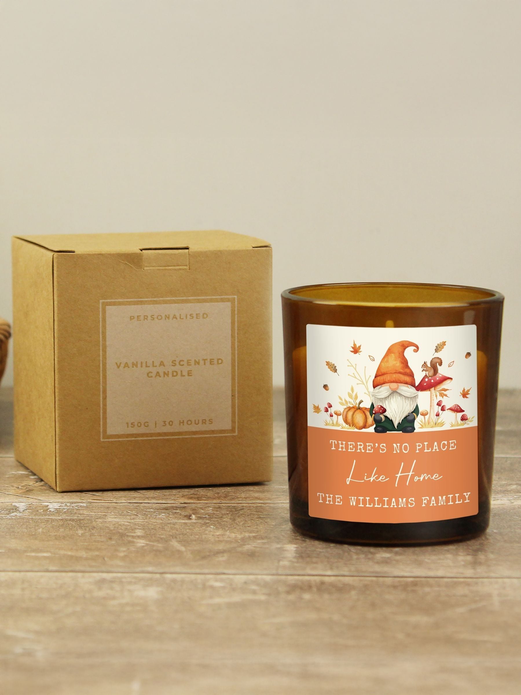 PMC personalised amber glass candle 8.5cm (British brand)
