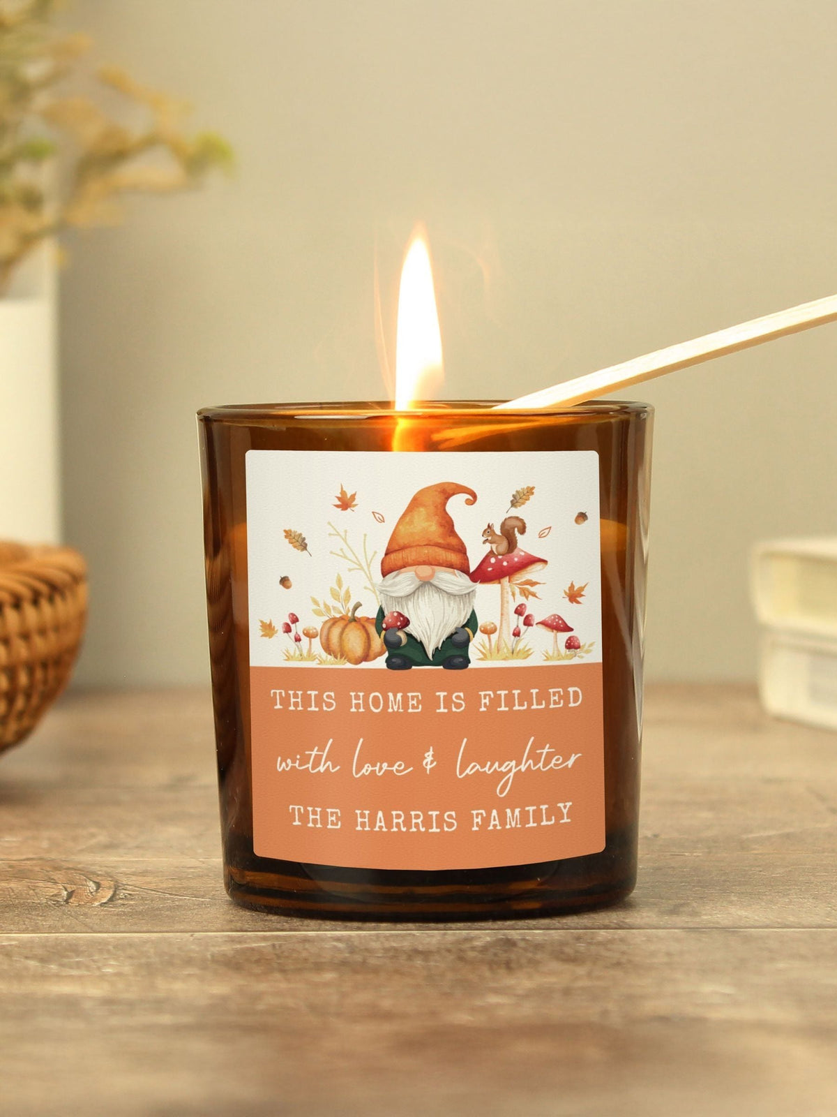 PMC personalised amber glass candle 8.5cm (British brand)