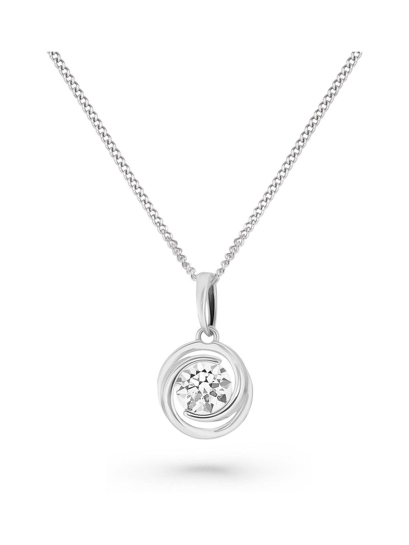 Beaverbrooks 9ct white gold cubic zirconia pendant 10mm, UK version