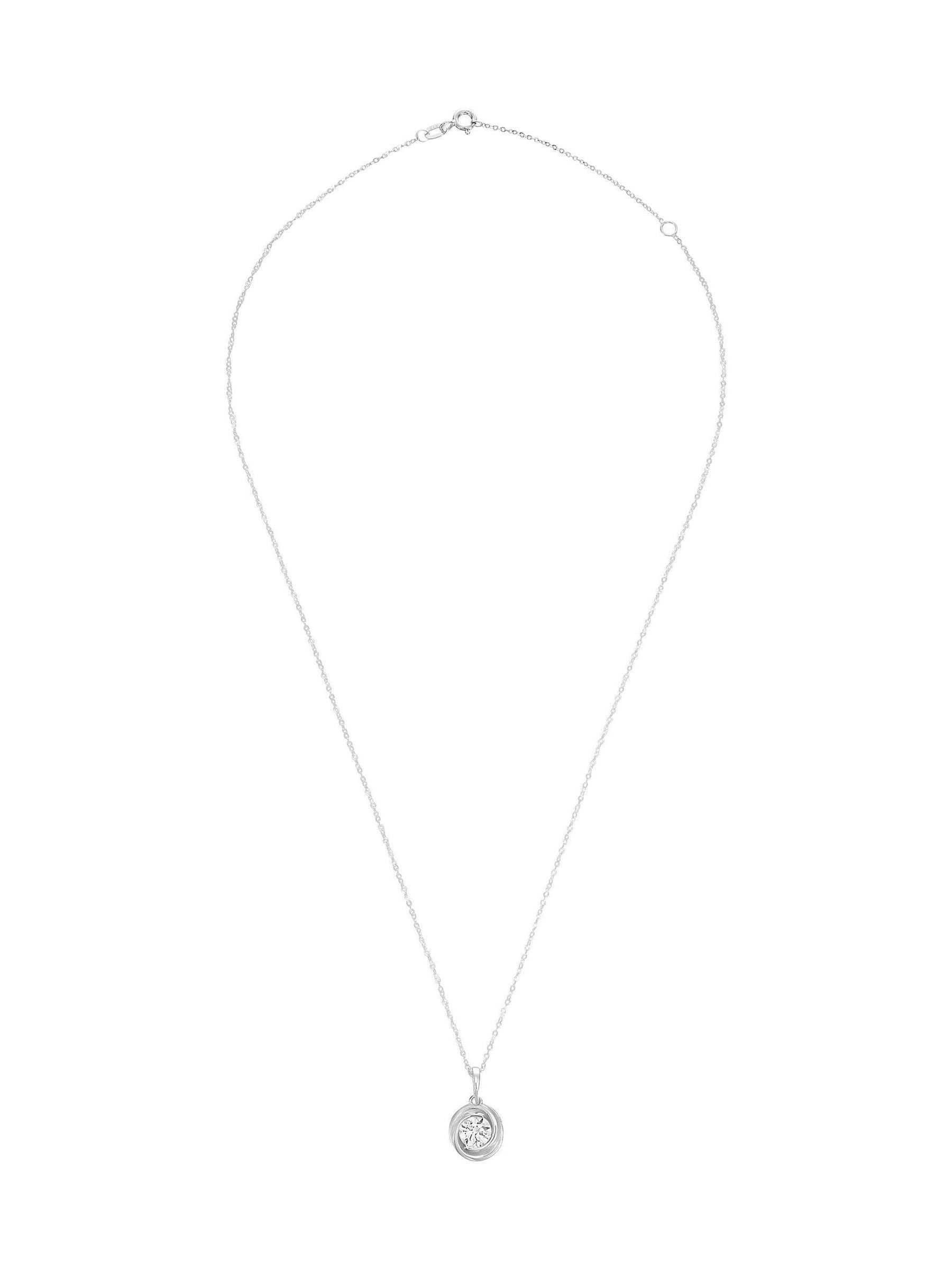 Beaverbrooks 9ct white gold cubic zirconia pendant 10mm, UK version