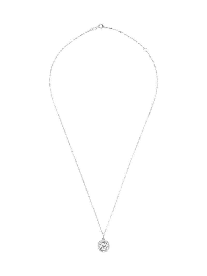 Beaverbrooks 9ct white gold cubic zirconia pendant 10mm, UK version