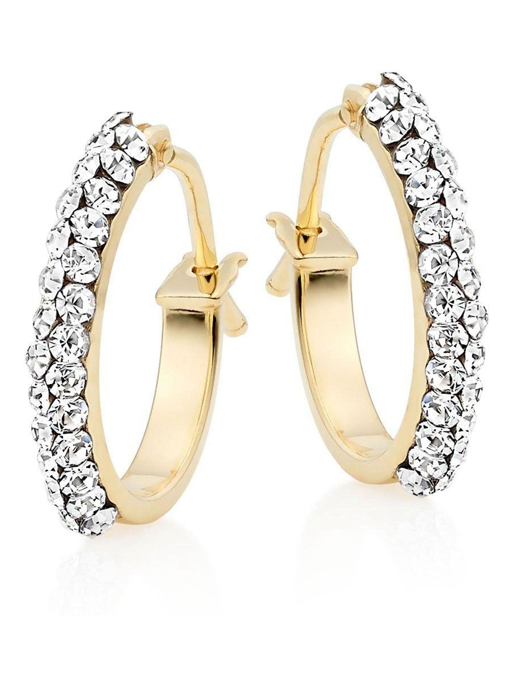 Beaverbrooks 9ct gold crystal hoop earrings 12mm, imported from the UK