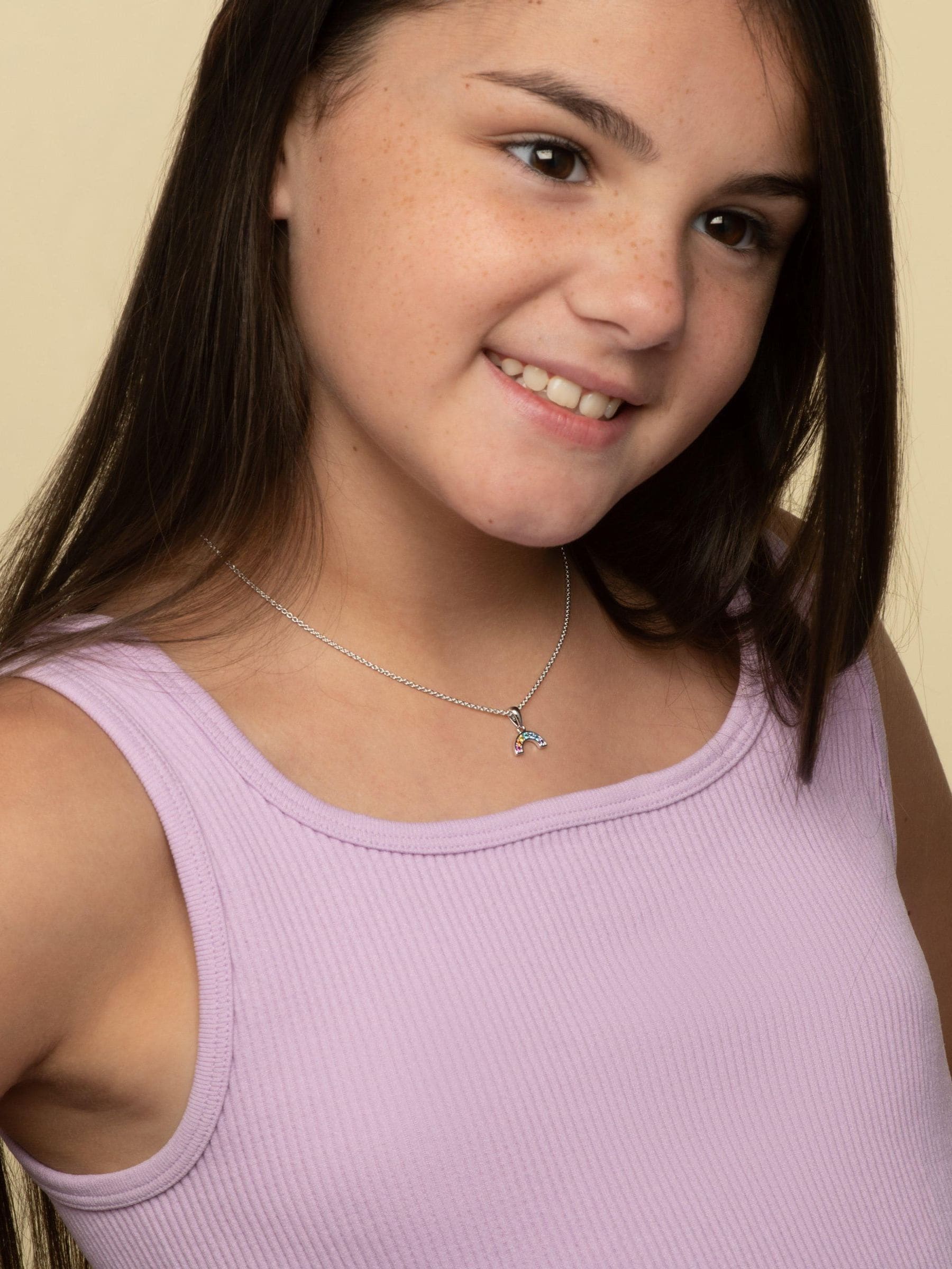 Beaverbrooks children's rainbow cubic zirconia necklace, imported from the UK
