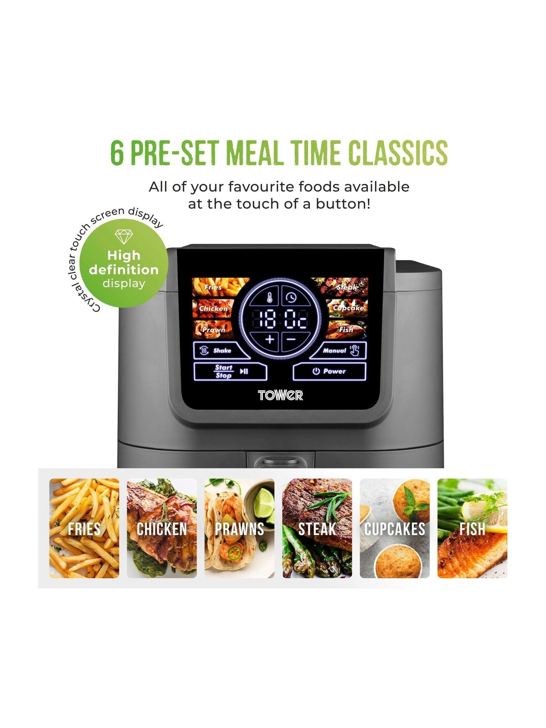 Tower AirX Grey Single Basket Air Fryer 8L (British brand)