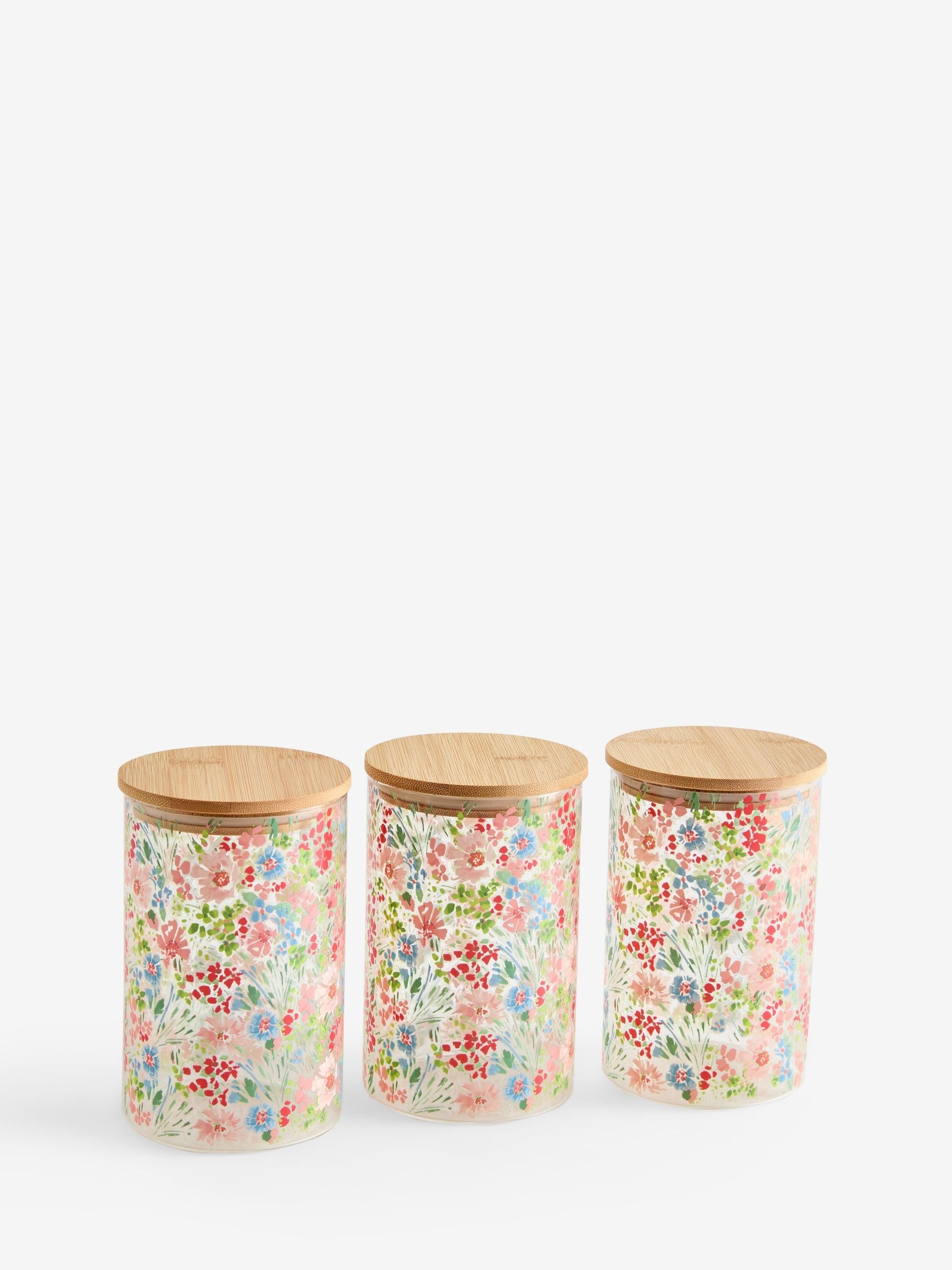 Lisse floral glass storage jars set of 3 - British product