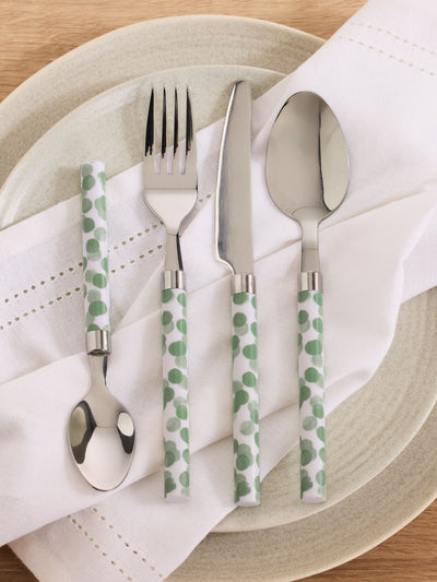 Next 16 Piece Sage Green Spot Cutlery Set- Buy online at McGrocer