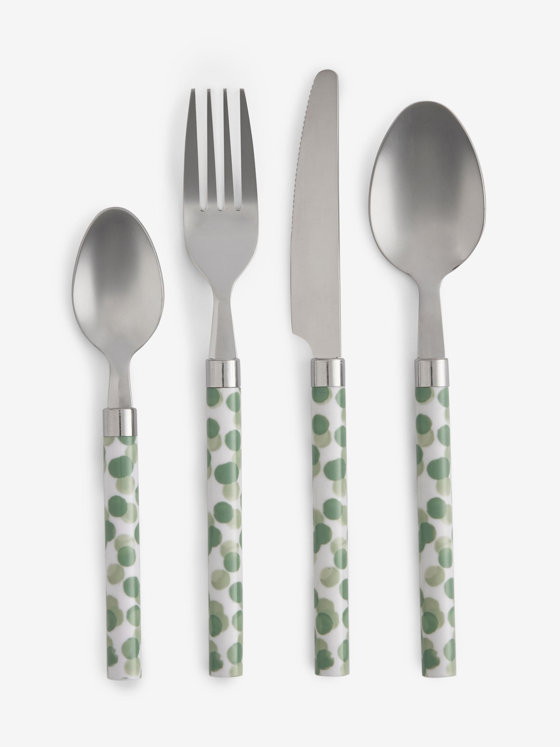Sage green spotted cutlery set 16 pieces British product