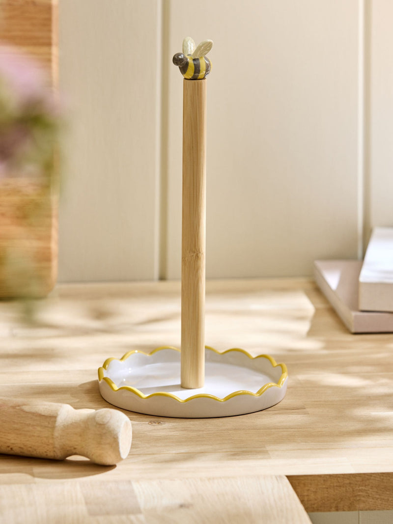Maisie yellow stoneware kitchen roll holder, imported from the UK