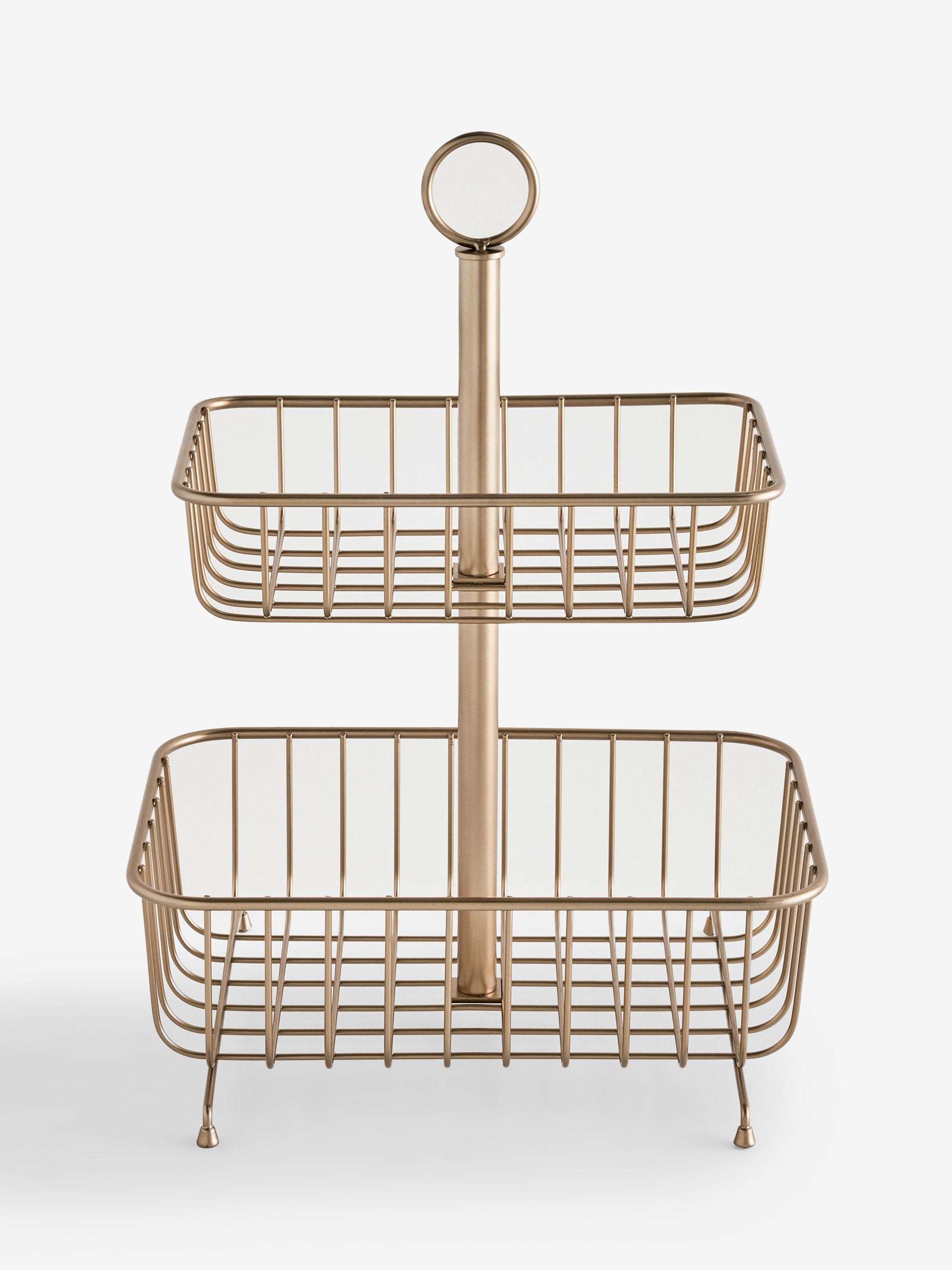 Hertford 2-tier gold wire fruit basket (British brand)