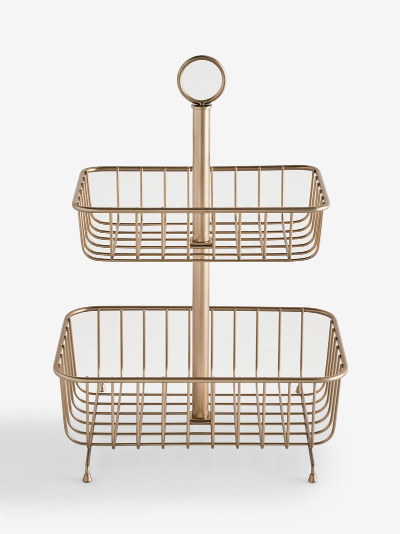 Hertford 2-tier gold wire fruit basket (British brand)