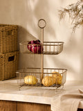 Hertford 2-tier gold wire fruit basket (British brand)
