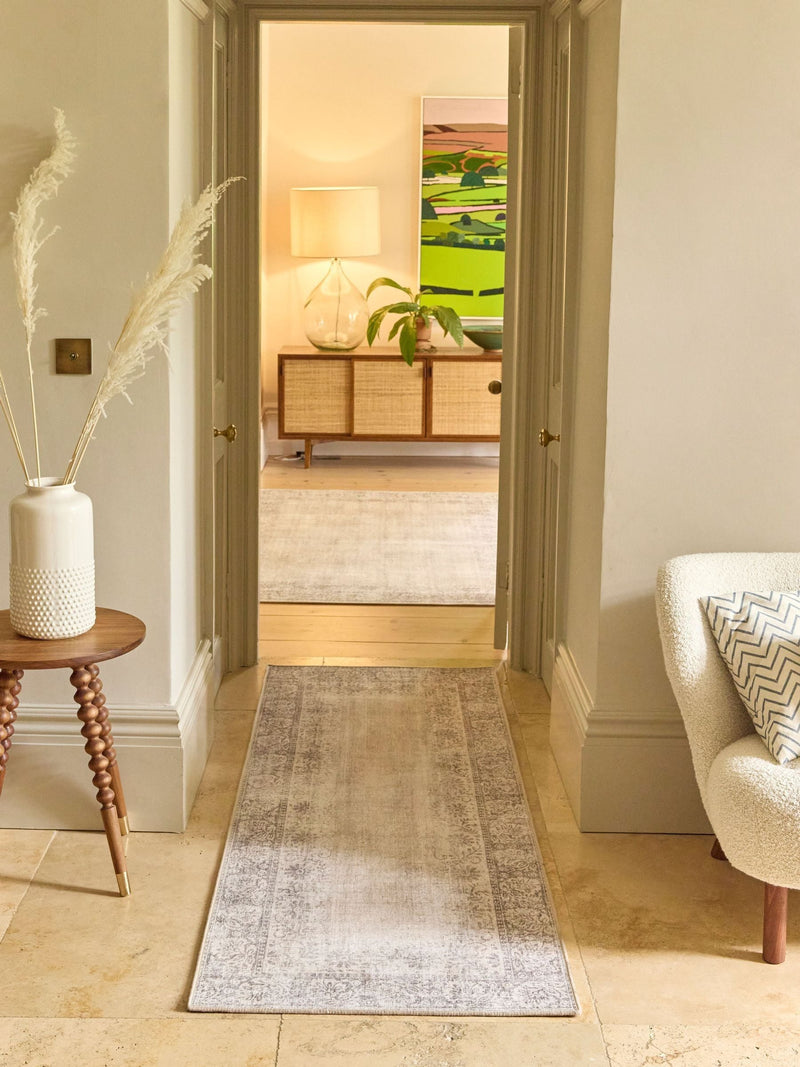 Hug Rug brocade border runner natural and grey 75x220 cm - British product