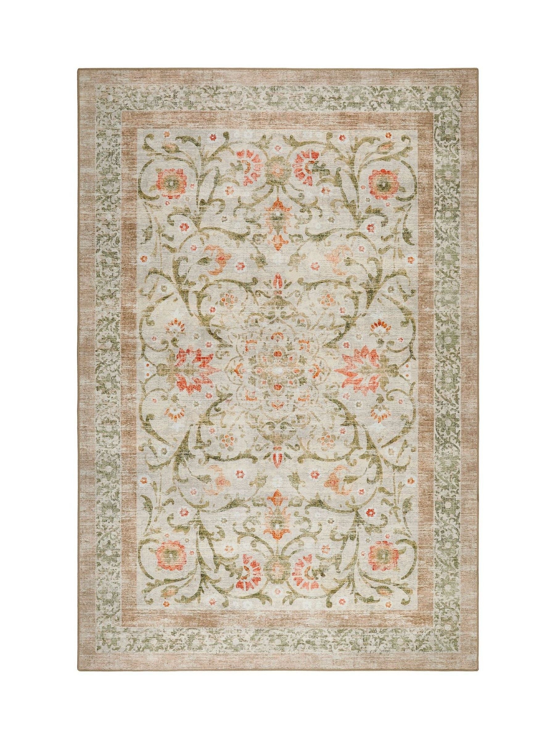 Hug Rug Country Paisley rug beige green floral, imported from the UK