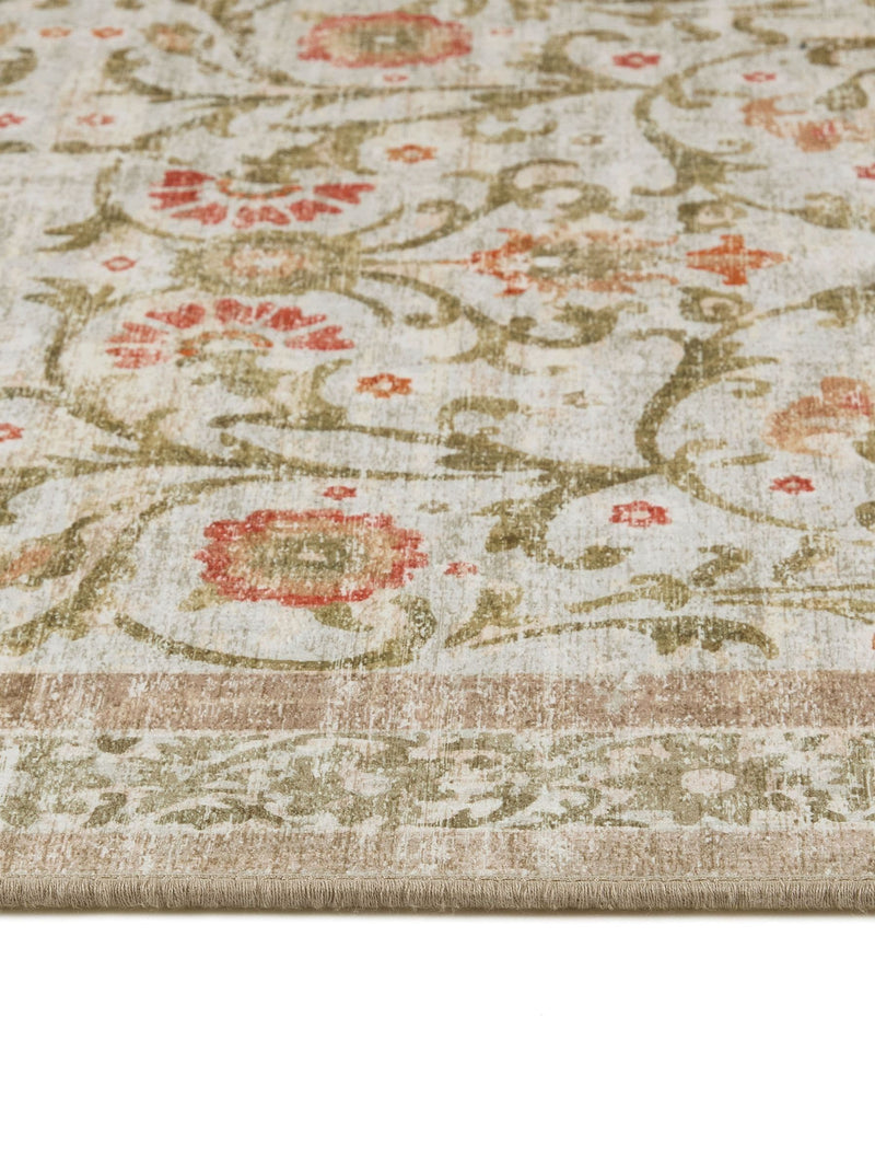 Hug Rug Country Paisley rug beige green floral, imported from the UK
