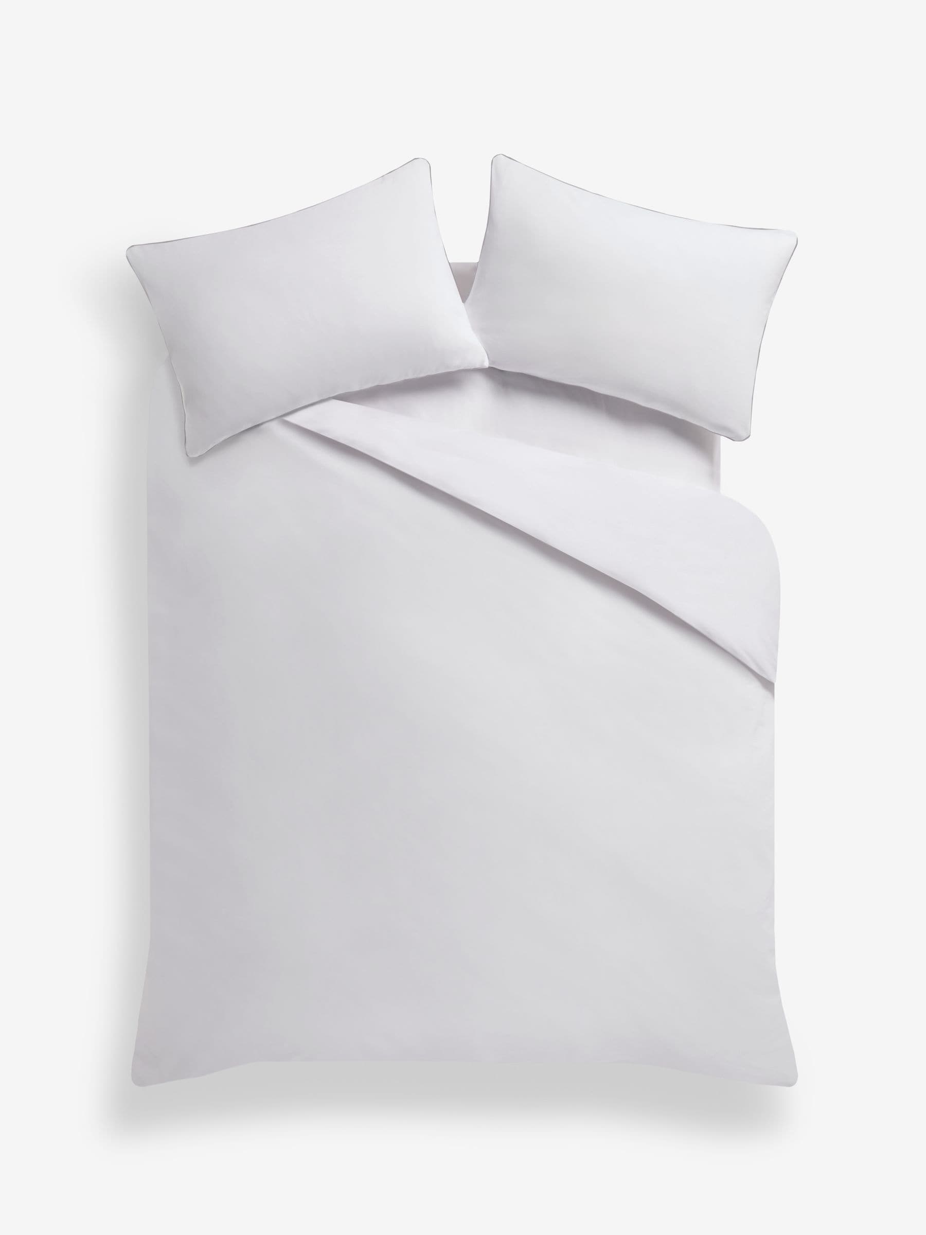 White cotton rich piped duvet cover and pillowcase set (British brand)
