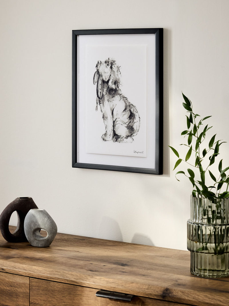 Black White Sketched Cockapoo Walkies Wall Art