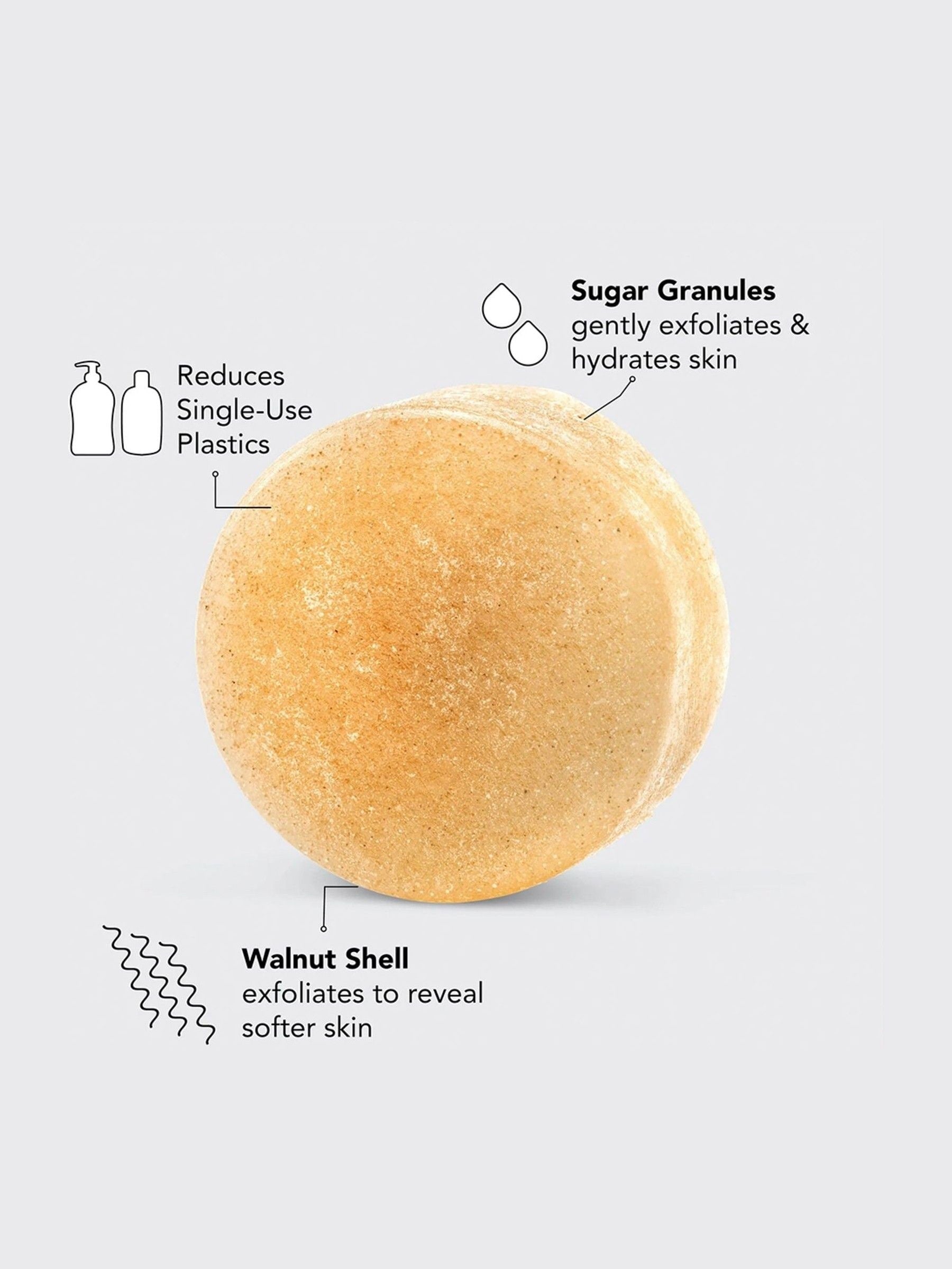 Kitsch Sugar Exfoliating Solid Body Scrub Bar Coconut Vanilla Caramel Scented, UK version
