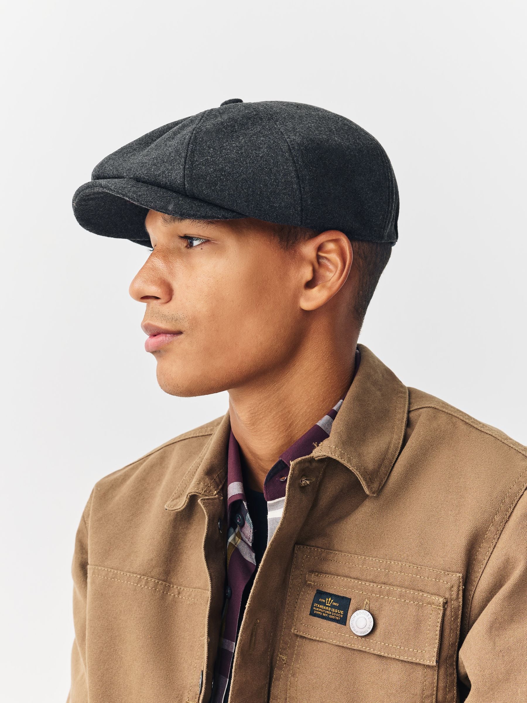 Grey baker boy hat wool-blend - British product