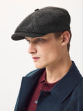 Dark Grey Check Baker Boy Hat