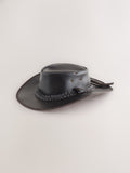 Brown leather cowboy hat with wide brim (British brand)