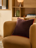 MADE.COM Chocolate Brown Bailey Cotton Velvet Piped Cushion