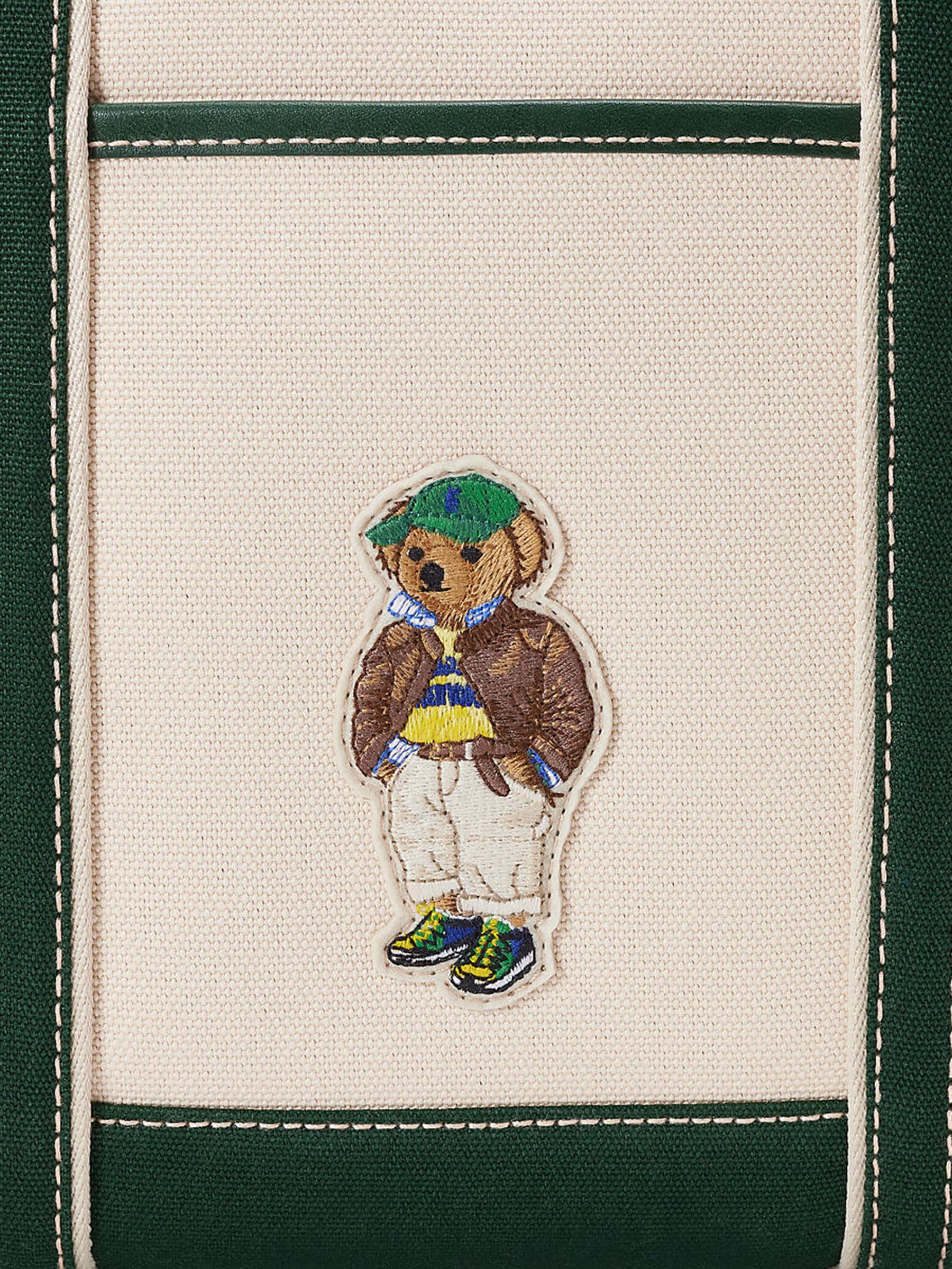 Polo Ralph Lauren natural canvas bear small tote bag, UK version