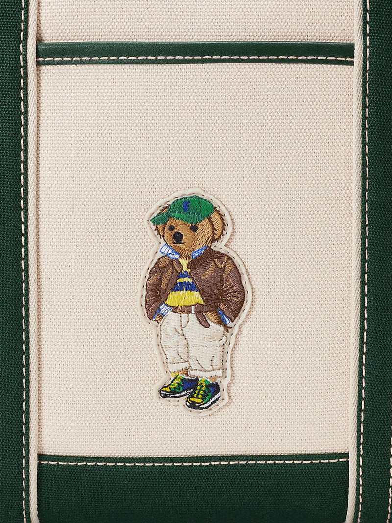 Polo Ralph Lauren natural canvas bear small tote bag, UK version