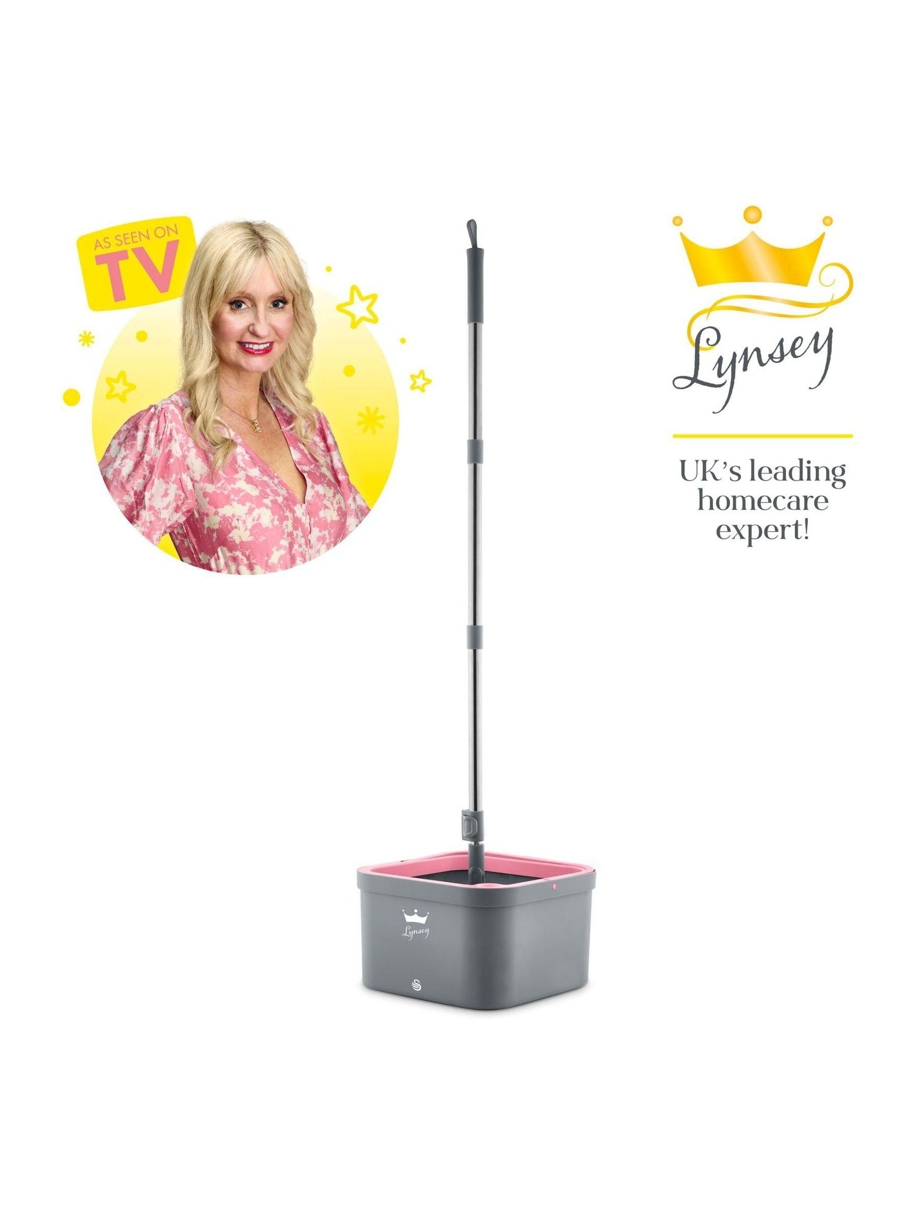Swan Pink Turbo Spin Mop with bucket, imported from the UK