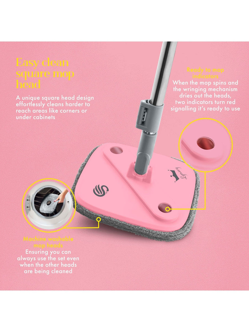 Swan Pink Turbo Spin Mop with bucket, imported from the UK