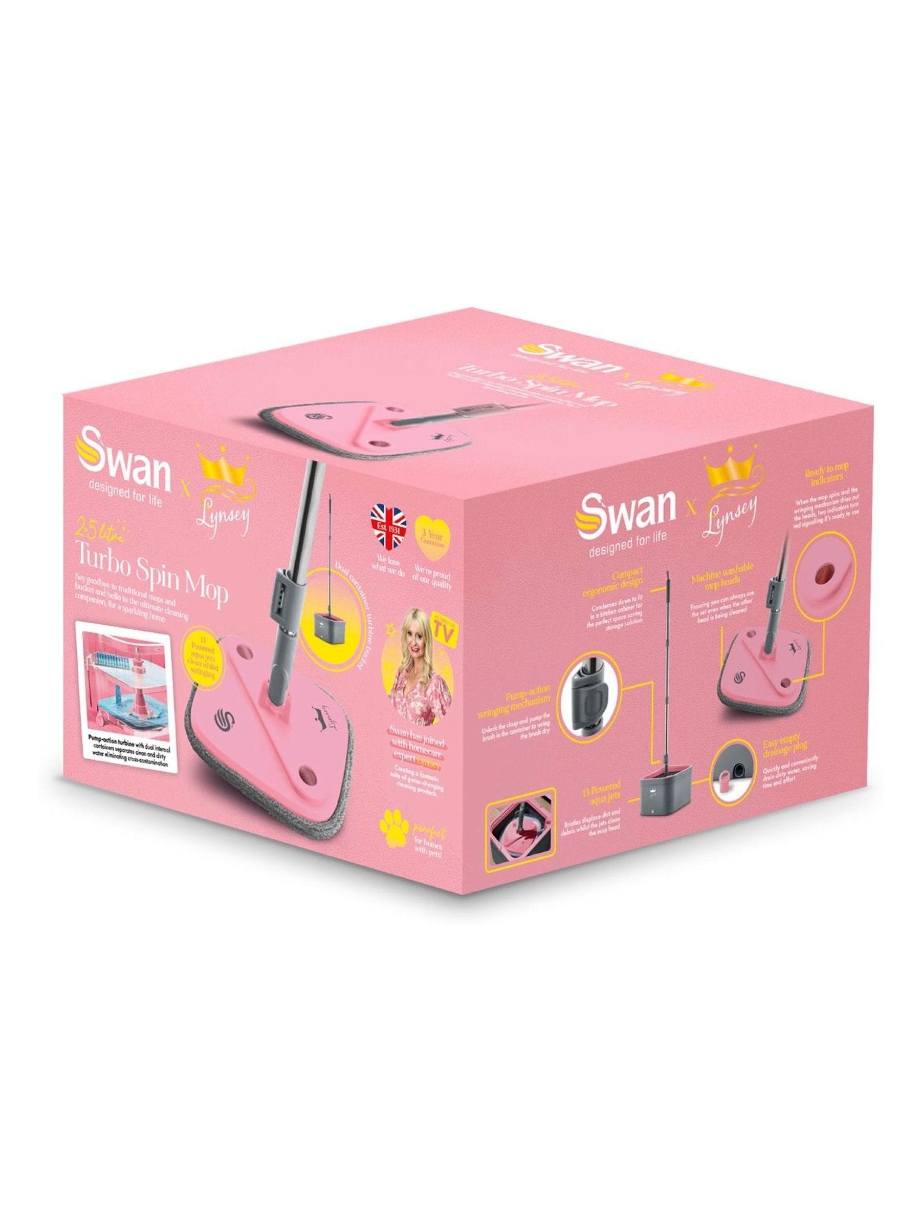 Swan Pink Turbo Spin Mop with bucket, imported from the UK