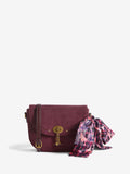 Love & Roses Burgundy Red Suedette Saddle Cross-Body Bag