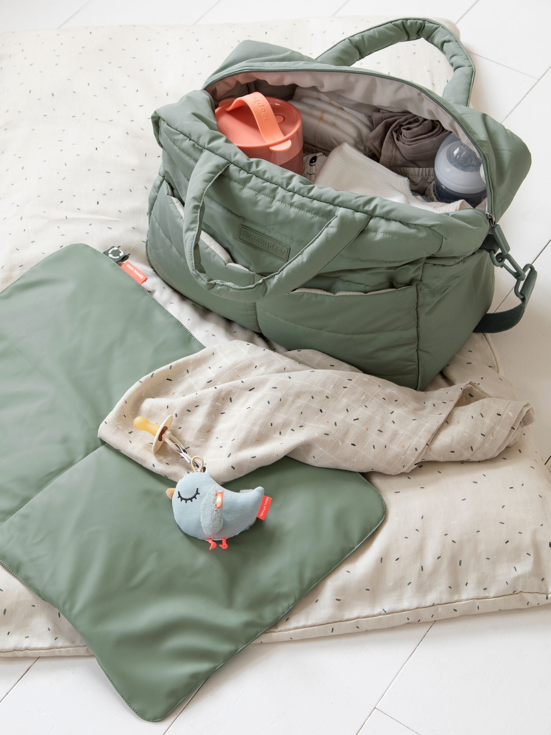 Done by Deer Green Quilted Changing Bag
