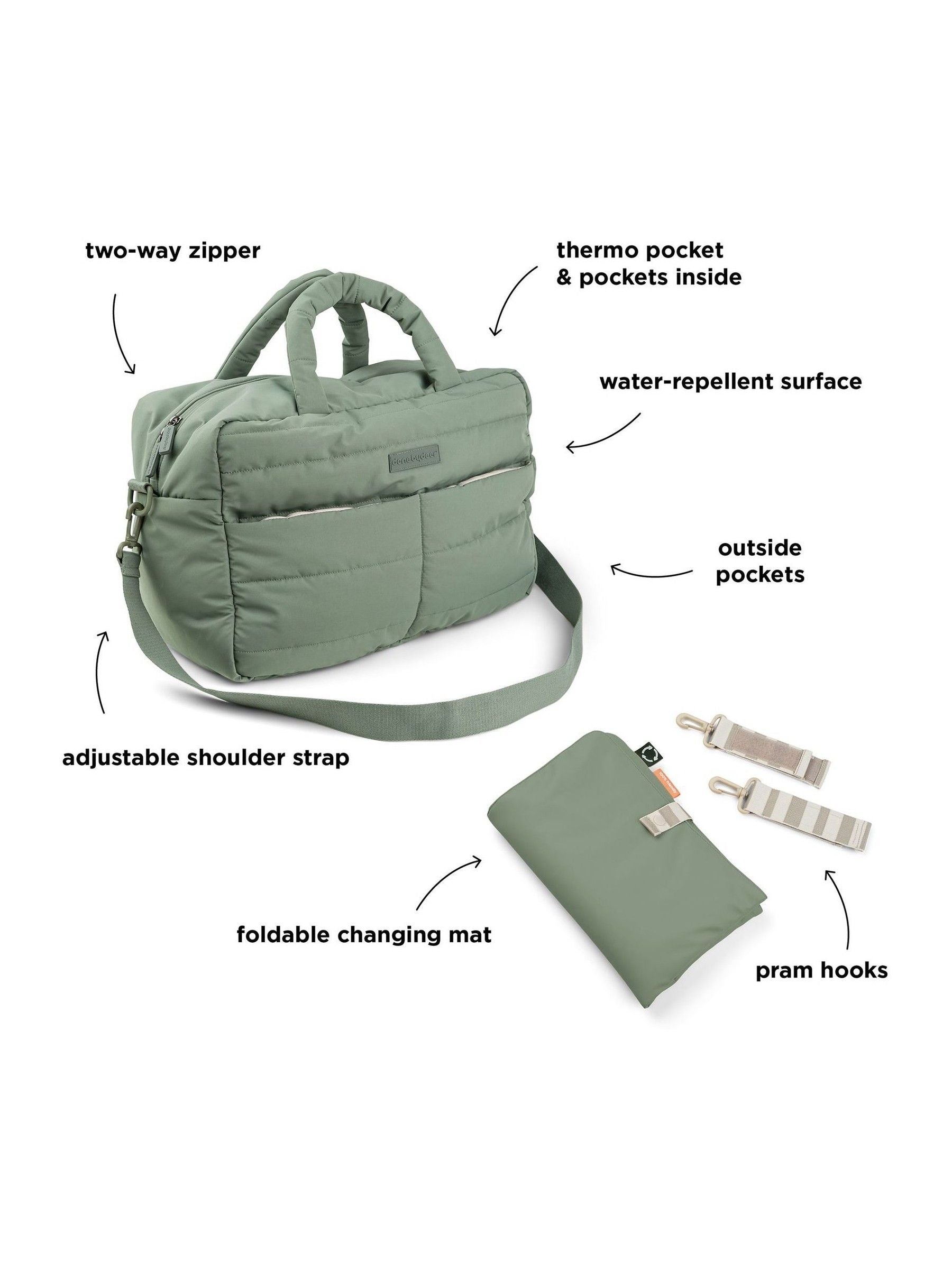 Done by Deer Green Quilted Changing Bag