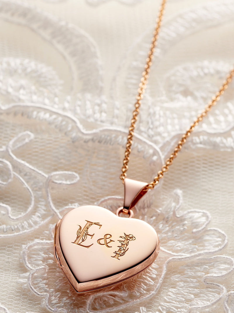 Posh Totty Designs gold tone floral print heart locket necklace, imported from the UK