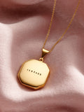 Posh Totty Designs Large Gold Tone Personalised Faceted Square Locket Necklace