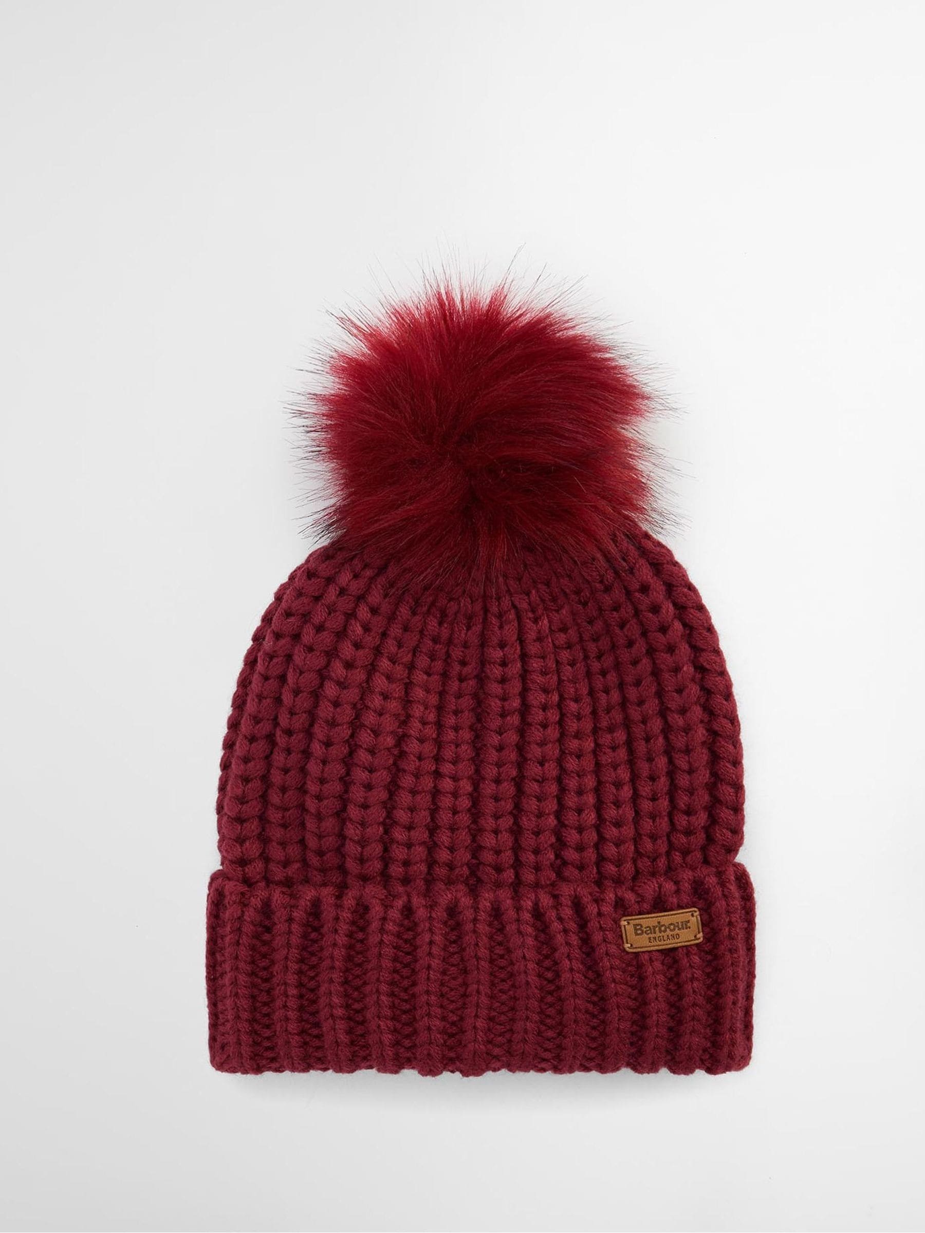 Barbour Damen Rote Saltburn Bommel-Mütze (Britische Marke)