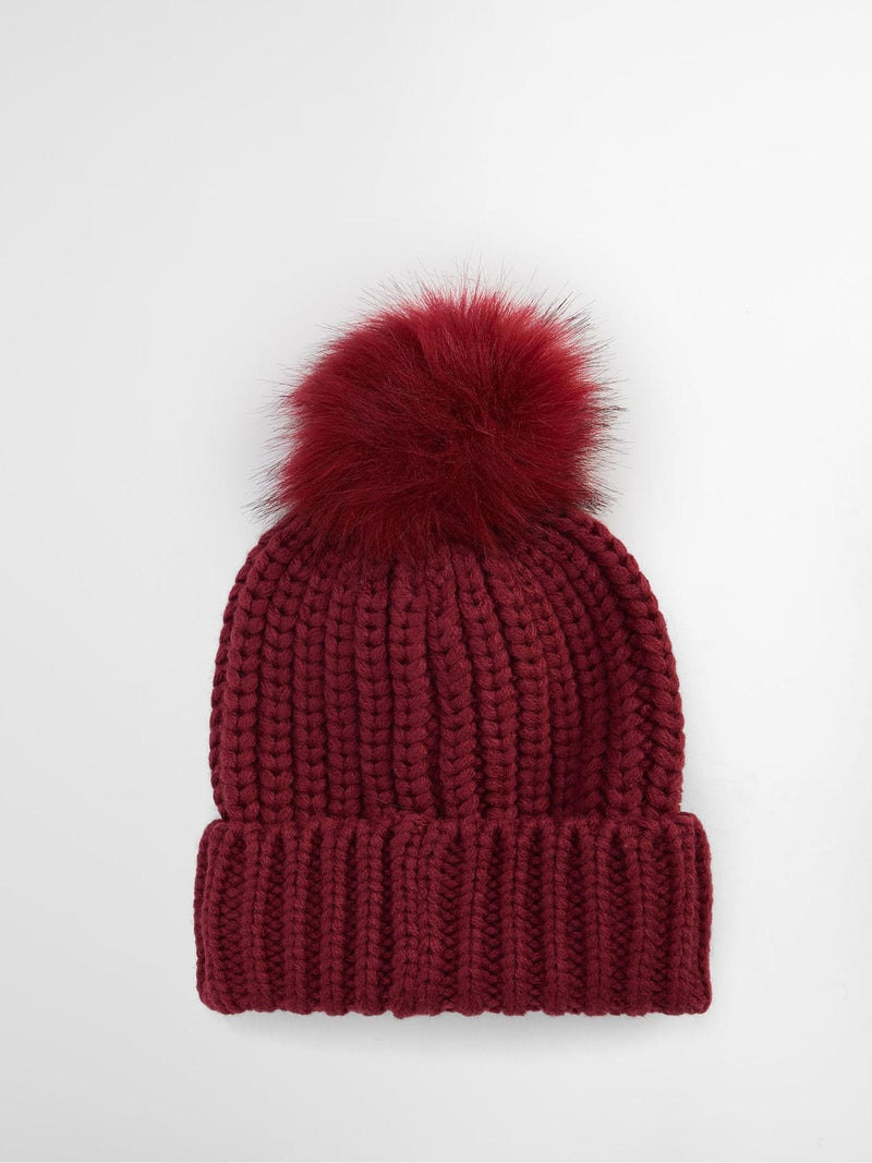 Barbour Damen Rote Saltburn Bommel-Mütze (Britische Marke)