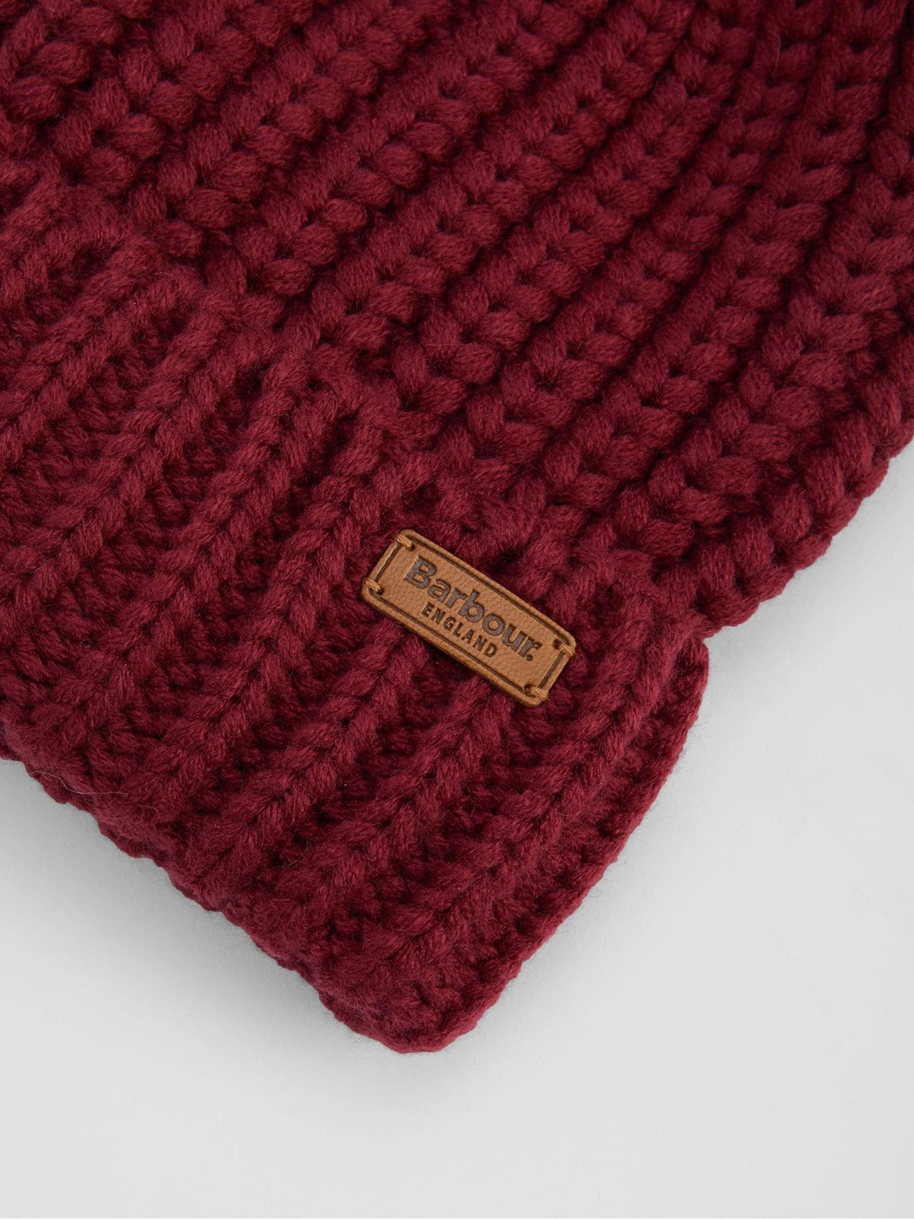 Barbour Damen Rote Saltburn Bommel-Mütze (Britische Marke)