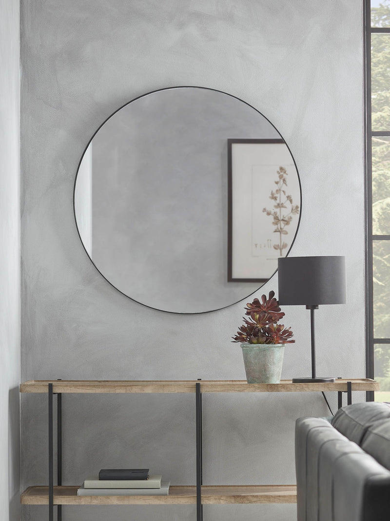 Cox & Cox Antique Silver Slim Frame Round Mirror 60cm
