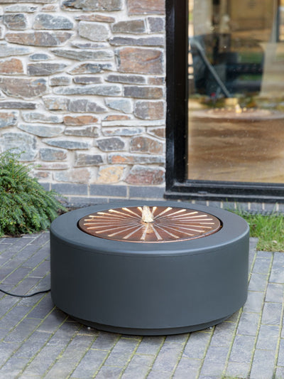 Next Ivyline Charcoal Aged Copper Solis Large Water Feature with Light Display, 70cm x 70cm x 30cm- Buy online at McGrocer