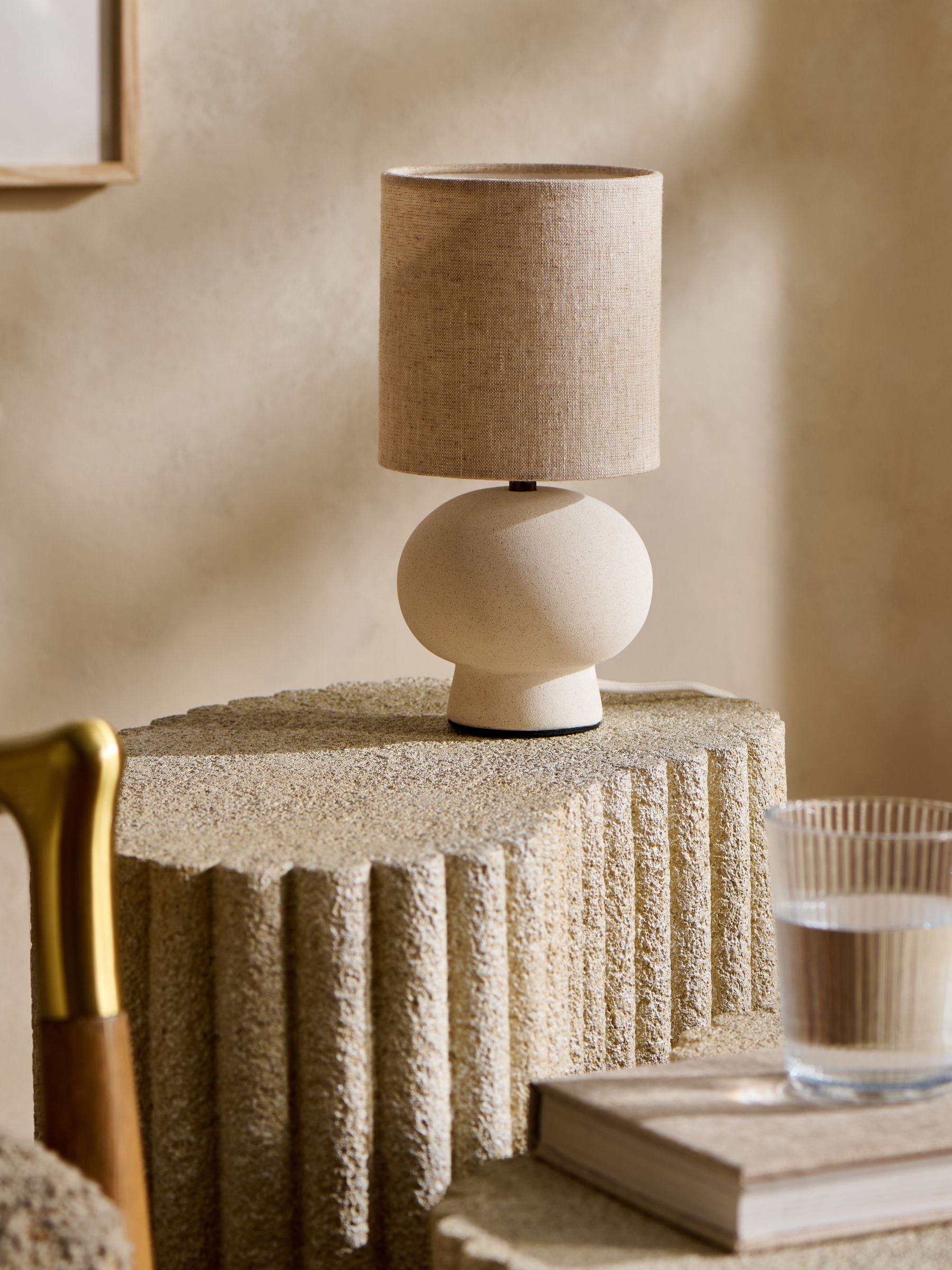 White Mini Hera Bedside Table Lamp, UK version