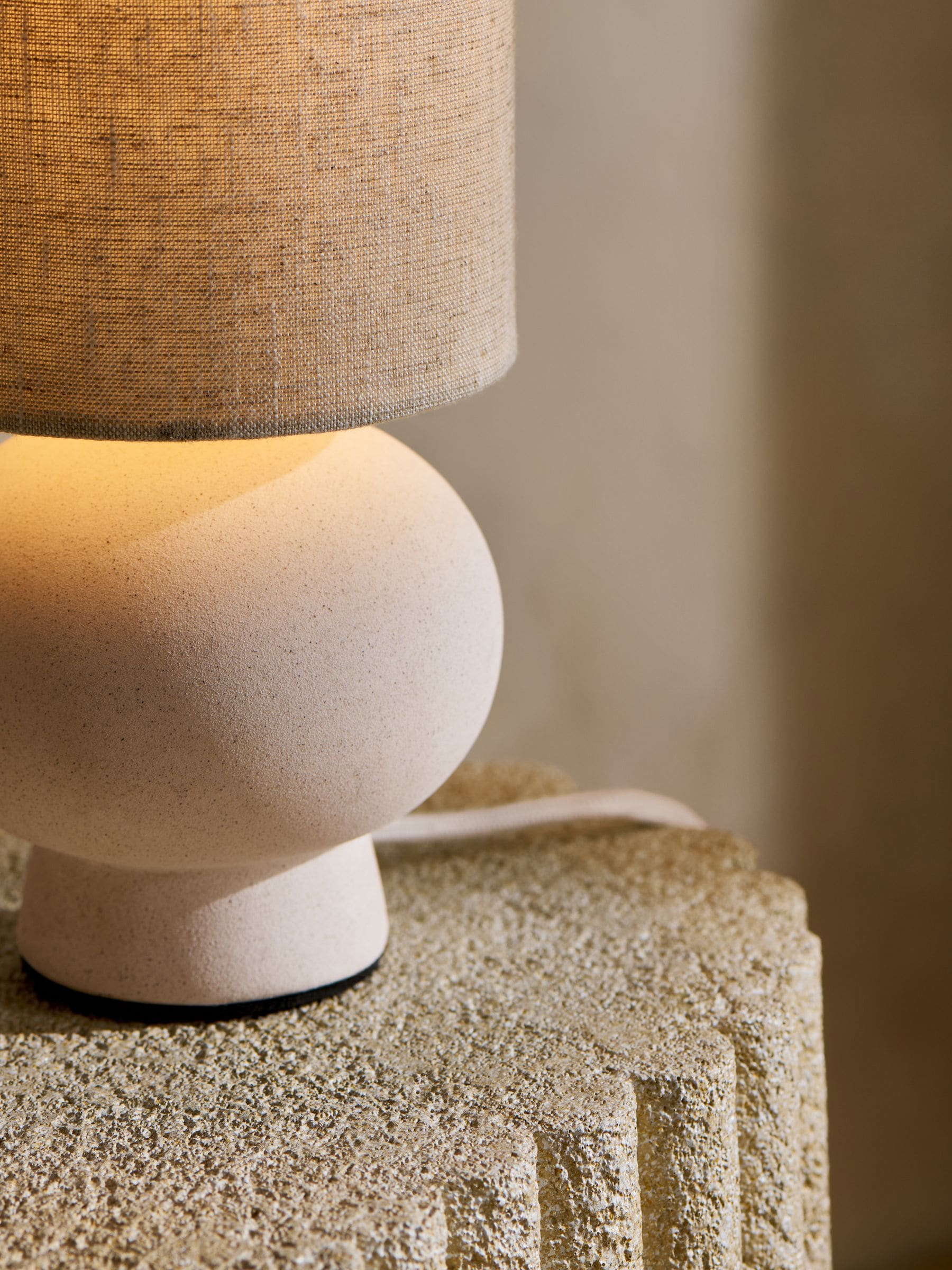 White Mini Hera Bedside Table Lamp, UK version